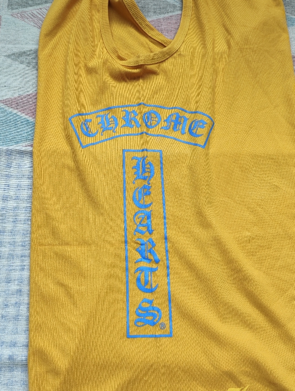 Yellow Graphic Tank Top with Blue Accents - Picture 8 of 8